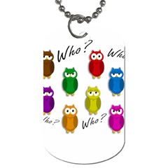 Cute Owls - Who? Dog Tag (one Side) by Valentinaart