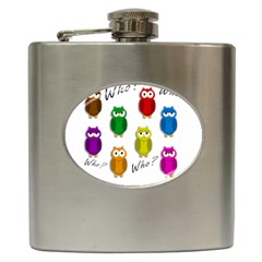 Cute Owls - Who? Hip Flask (6 Oz) by Valentinaart