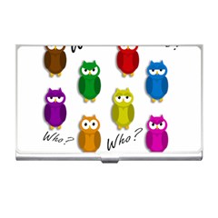 Cute Owls - Who? Business Card Holders by Valentinaart