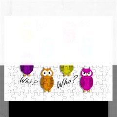 Cute Owls - Who? Rectangular Jigsaw Puzzl by Valentinaart