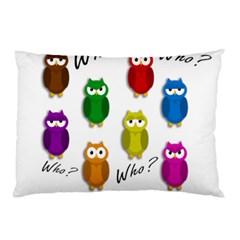 Cute Owls - Who? Pillow Case by Valentinaart