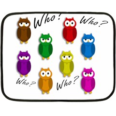 Cute Owls - Who? Double Sided Fleece Blanket (mini)  by Valentinaart