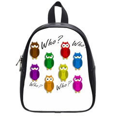 Cute Owls - Who? School Bags (small)  by Valentinaart