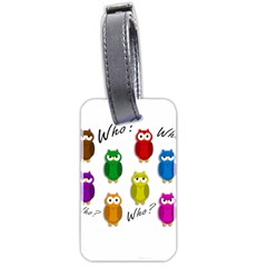 Cute Owls - Who? Luggage Tags (two Sides) by Valentinaart