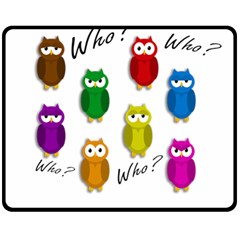 Cute Owls - Who? Double Sided Fleece Blanket (medium)  by Valentinaart