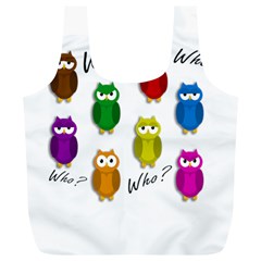 Cute Owls - Who? Full Print Recycle Bags (l)  by Valentinaart