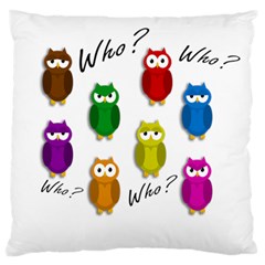 Cute Owls - Who? Standard Flano Cushion Case (one Side) by Valentinaart