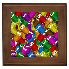 Cute Owls Mess Framed Tiles by Valentinaart