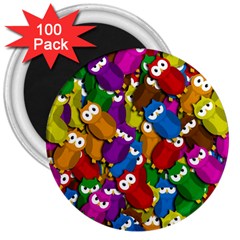 Cute Owls Mess 3  Magnets (100 Pack)