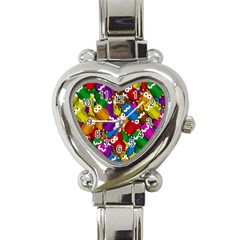 Cute Owls Mess Heart Italian Charm Watch by Valentinaart