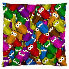 Cute Owls Mess Large Cushion Case (two Sides) by Valentinaart