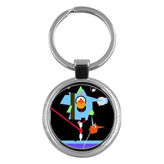 Abstract Composition  Key Chains (round)  by Valentinaart