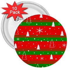 Xmas Pattern 3  Buttons (10 Pack)  by Valentinaart