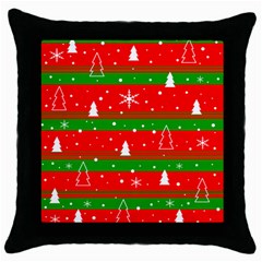 Xmas Pattern Throw Pillow Case (black) by Valentinaart