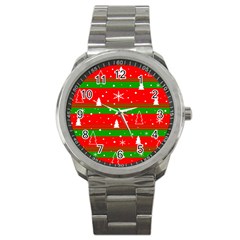 Xmas Pattern Sport Metal Watch by Valentinaart