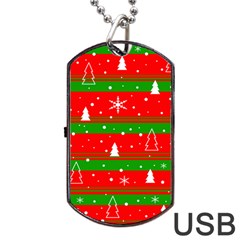 Xmas Pattern Dog Tag Usb Flash (two Sides)  by Valentinaart