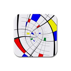 Swirl Grid With Colors Red Blue Green Yellow Spiral Rubber Square Coaster (4 Pack)  by designworld65