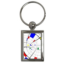 Swirl Grid With Colors Red Blue Green Yellow Spiral Key Chains (rectangle)  by designworld65