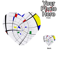 Swirl Grid With Colors Red Blue Green Yellow Spiral Multi-purpose Cards (heart)  by designworld65