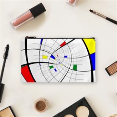 Swirl Grid With Colors Red Blue Green Yellow Spiral Cosmetic Bag (small)  by designworld65