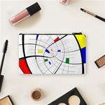 Swirl Grid With Colors Red Blue Green Yellow Spiral Cosmetic Bag (Small)  Back