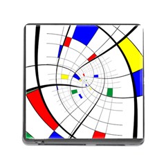 Swirl Grid With Colors Red Blue Green Yellow Spiral Memory Card Reader (square) by designworld65