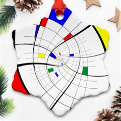 Swirl Grid With Colors Red Blue Green Yellow Spiral Snowflake Ornament (2-side)