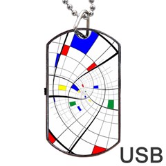 Swirl Grid With Colors Red Blue Green Yellow Spiral Dog Tag Usb Flash (two Sides)  by designworld65