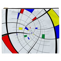 Swirl Grid With Colors Red Blue Green Yellow Spiral Cosmetic Bag (xxxl)  by designworld65