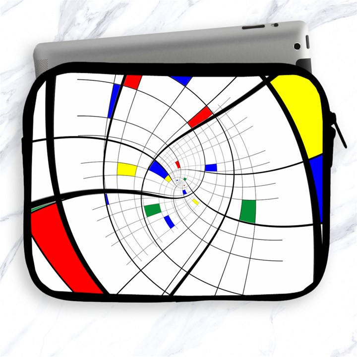 Swirl Grid With Colors Red Blue Green Yellow Spiral Apple iPad 2/3/4 Zipper Cases