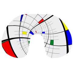 Swirl Grid With Colors Red Blue Green Yellow Spiral Travel Neck Pillows by designworld65