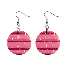 Pink Xmas Mini Button Earrings by Valentinaart