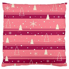 Pink Xmas Large Flano Cushion Case (one Side) by Valentinaart