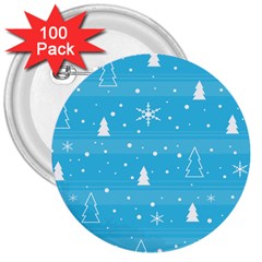 Blue Xmas 3  Buttons (100 Pack)  by Valentinaart