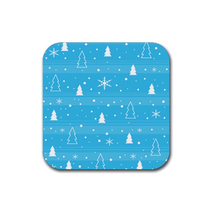 Blue Xmas Rubber Coaster (Square) 