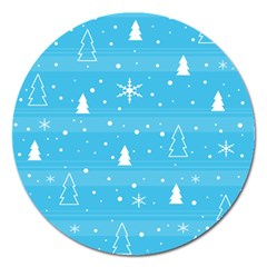 Blue Xmas Magnet 5  (round) by Valentinaart