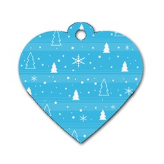 Blue Xmas Dog Tag Heart (one Side)