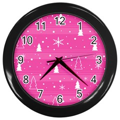 Magenta Xmas Wall Clocks (black) by Valentinaart