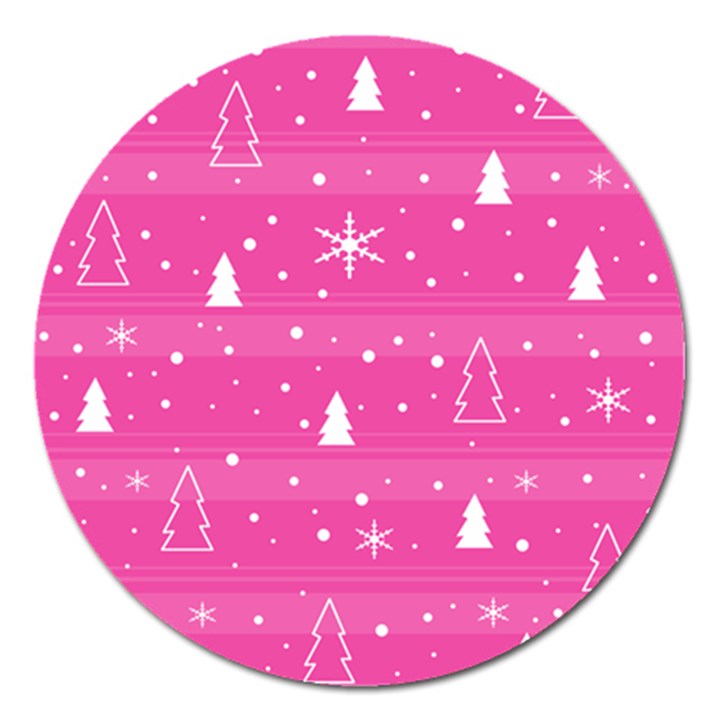 Magenta Xmas Magnet 5  (Round)