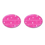 Magenta Xmas Cufflinks (Oval) Front(Pair)