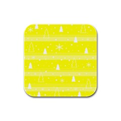 Yellow Xmas Rubber Square Coaster (4 Pack)  by Valentinaart