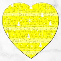 Yellow Xmas Jigsaw Puzzle (heart) by Valentinaart