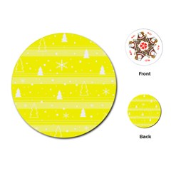 Yellow Xmas Playing Cards (round)  by Valentinaart