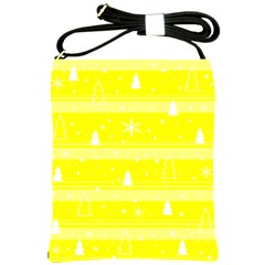 Yellow Xmas Shoulder Sling Bags by Valentinaart