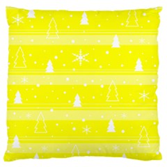 Yellow Xmas Large Flano Cushion Case (one Side) by Valentinaart