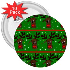 Reindeer Pattern 3  Buttons (10 Pack)  by Valentinaart