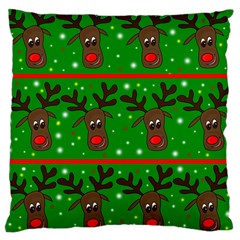 Reindeer Pattern Large Cushion Case (two Sides) by Valentinaart