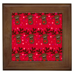 Reindeer Xmas Pattern Framed Tiles by Valentinaart