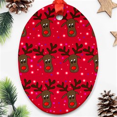 Reindeer Xmas Pattern Ornament (oval)  by Valentinaart