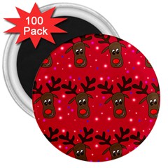 Reindeer Xmas Pattern 3  Magnets (100 Pack)